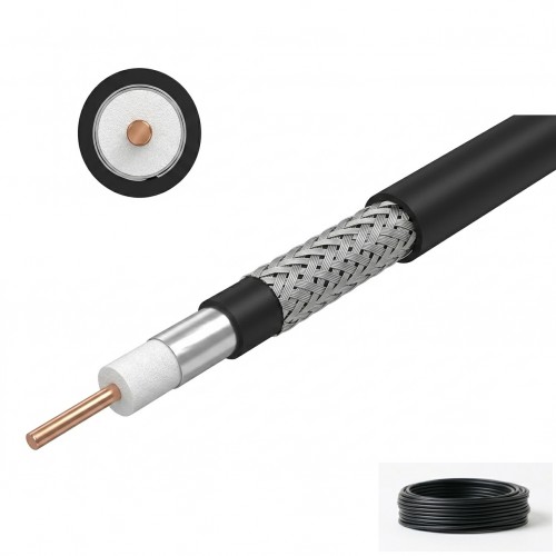 Matassa 50mt - Cavo Coassiale RF100 5mm Ultra Leggero da Esterni 50 Ohm Cavi 50 Ohm