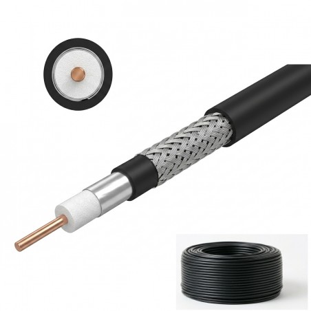 Matassa 100mt - Cavo Coassiale RF100 5mm Ultra Leggero da Esterni 50 Ohm Cavi 50 Ohm