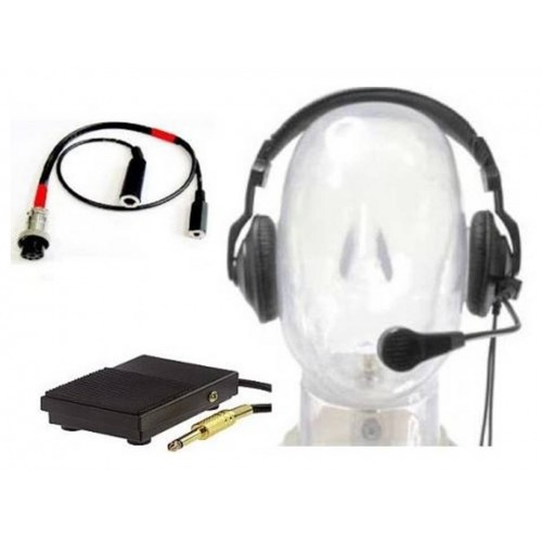 KIT CUFFIA MICROFONO + PEDALE PTT + CAVETTO ICOM/YAESU/KENWOOD CUFFIE MICROFONICHE